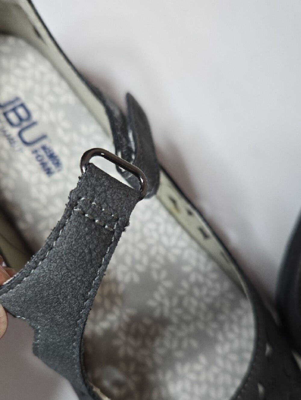 JBU Bellerose Size 8.5 Charcoal Gray Laser-Cut Velcro Strap Outdoor Casual Flat - Picture 11 of 15